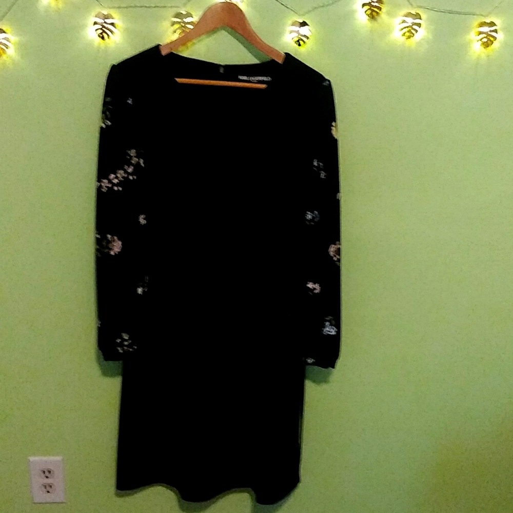 New Karl Lagerfeld Puff floral-sleeve dress